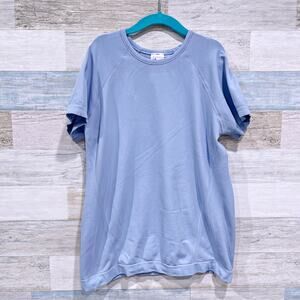 Athleta Girl Power Up Seamless Tee Blue Activewear Jersey Stretch Girls Large 12